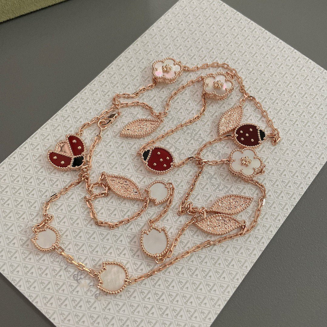 [LUXORA]LUCKY SPRING 15 MOTIFS ROSE GOLD NECKLACE
