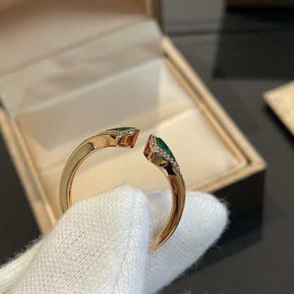 [LUXORA]DREAM MALACHITE DIAMOND OPEN RING