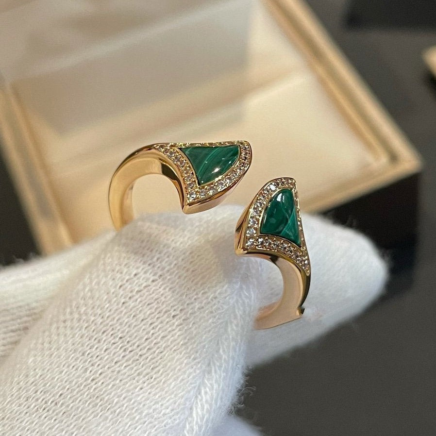 [LUXORA]DREAM MALACHITE DIAMOND OPEN RING