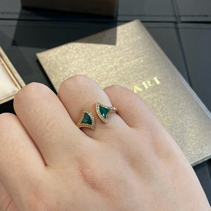 [LUXORA]DREAM MALACHITE DIAMOND OPEN RING