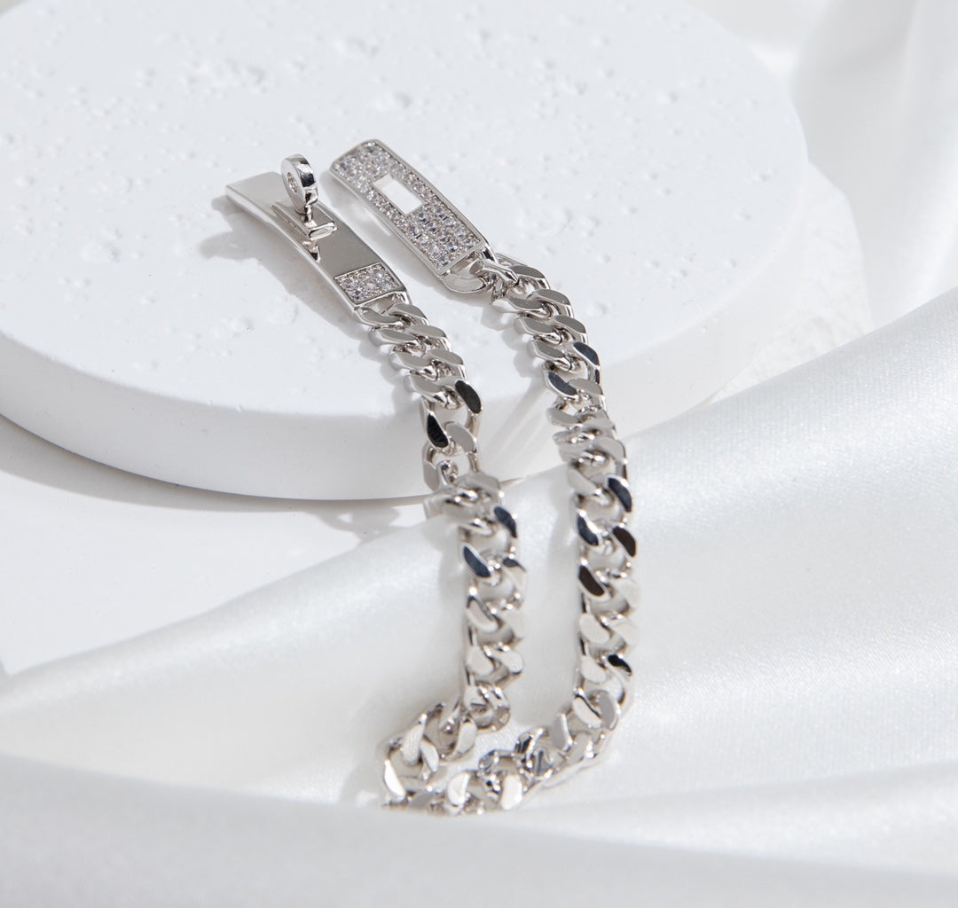 [LUXORA]KELLY CHAIN SILVER DIAMOND BRACELET