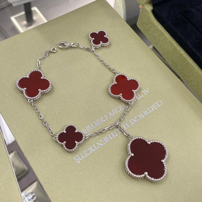 [LUXORA]CLOVER 5 MOTIFS SIVLER CARNELIAN BRACELET