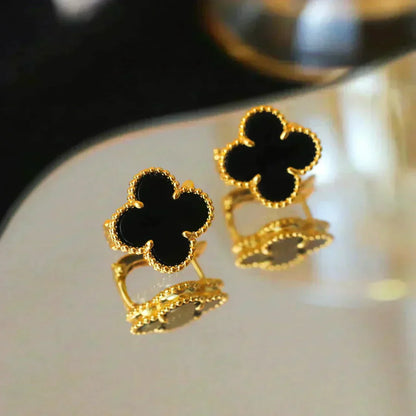 [LUXORA]CLOVER MEDIUM 1 MOTIFS  ONYX STUD EARRINGS