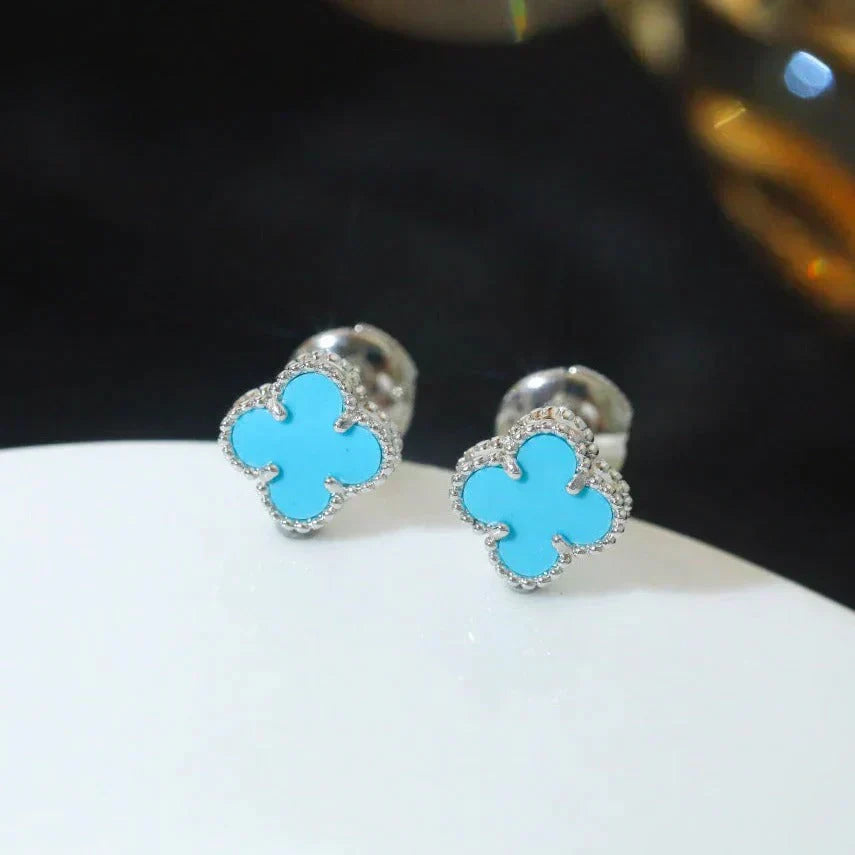[LUXORA]CLOVER MINI 9.5MM ONYX STUD EARRINGS SILVER