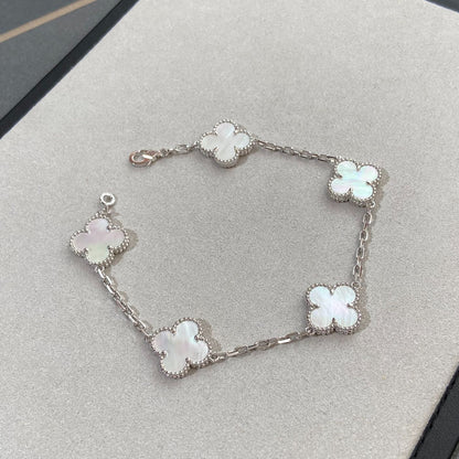 [LUXORA]CLOVER WHITE PEARL MOP 5 MOTIF BRACELET COLLECTION