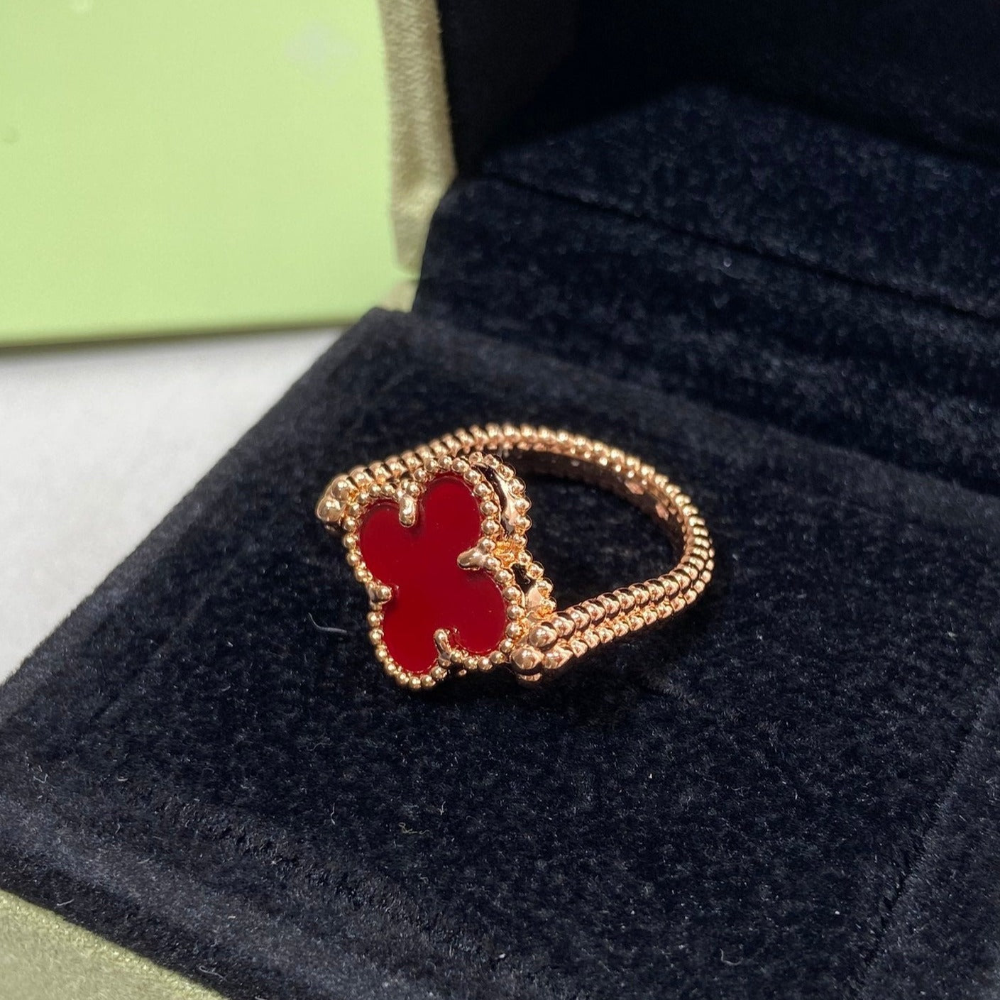 [LUXORA]CLOVER RIVERSIBLE ROSE GOLD RING