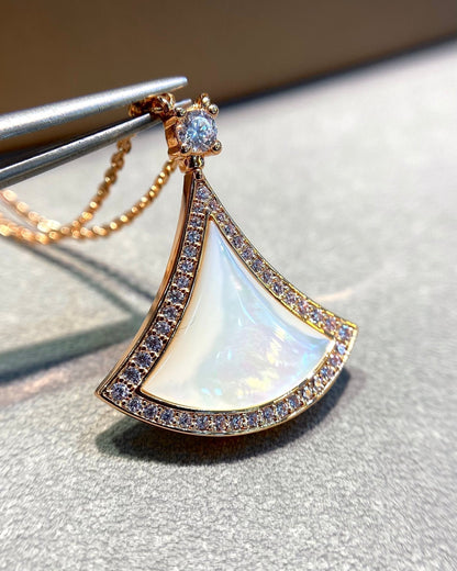 [LUXORA]DREAM MOP DIAMOND PAVED PINK GOLD NECKLACE