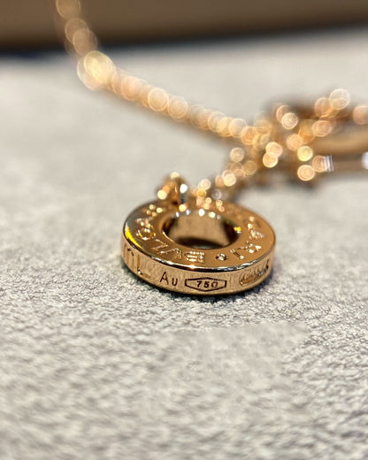 [LUXORA]DREAM MOP DIAMOND PAVED PINK GOLD NECKLACE