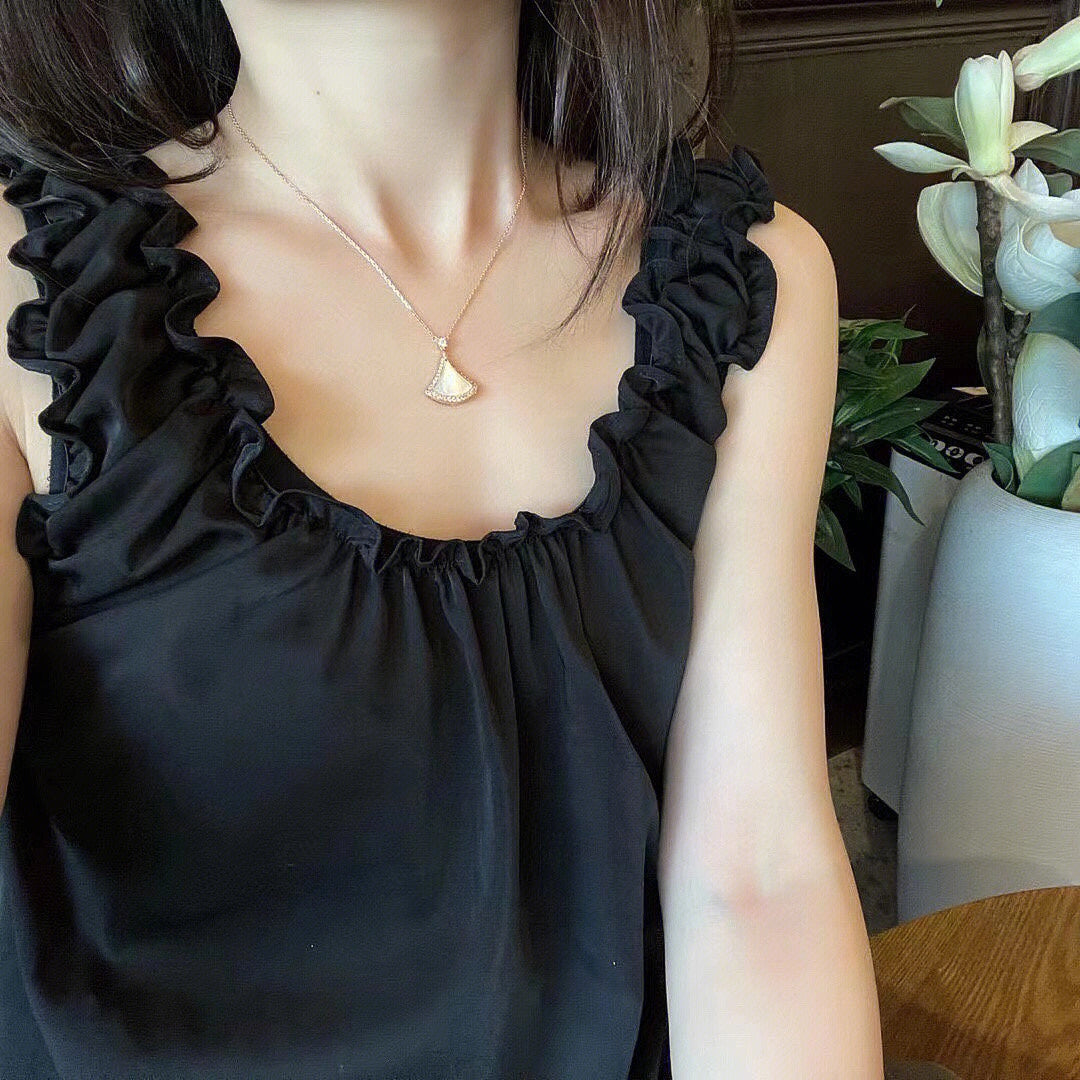 [LUXORA]DREAM MOP DIAMOND PAVED PINK GOLD NECKLACE