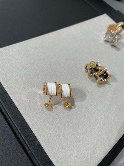 [LUXORA]ZERO 1 PINK GOLD CERAMIC EARRINGS