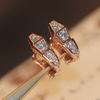 [LUXORA]SERPENT PINK GOLD DIAMOND EARRINGS