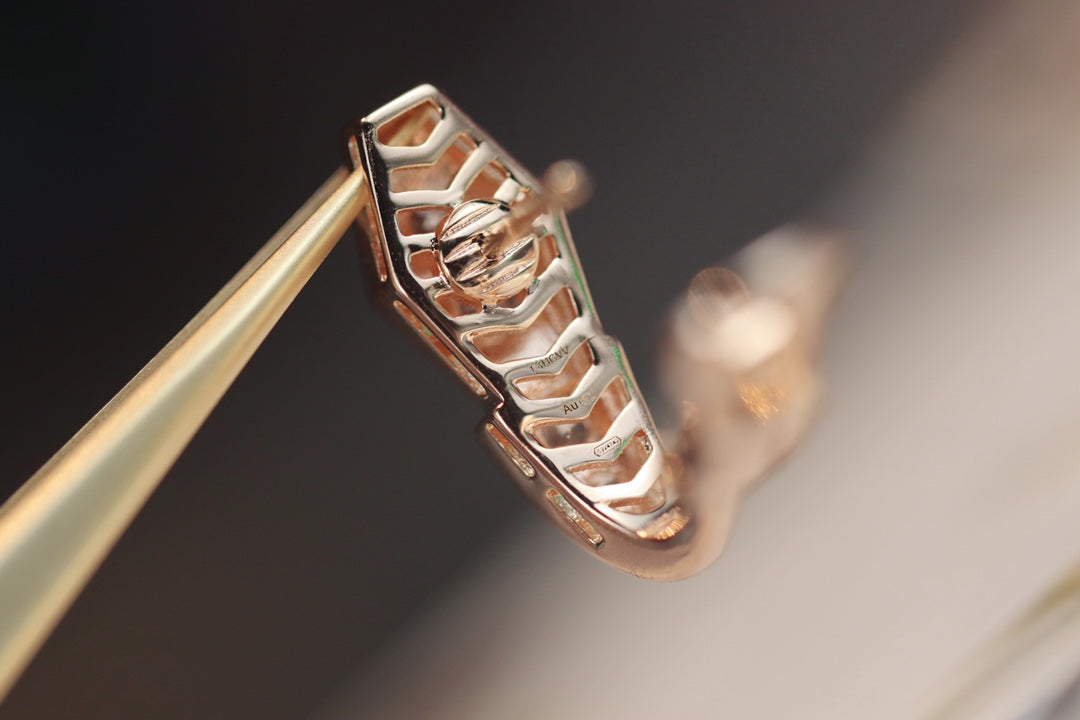 [LUXORA]SERPENT PINK GOLD DIAMOND EARRINGS