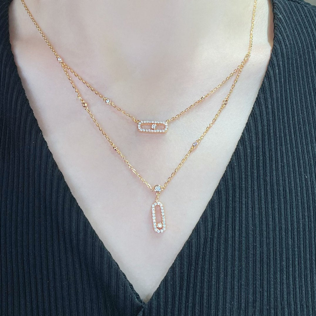 [LUXORA]MOVE 2 ROW DIAMOND NECKLACE