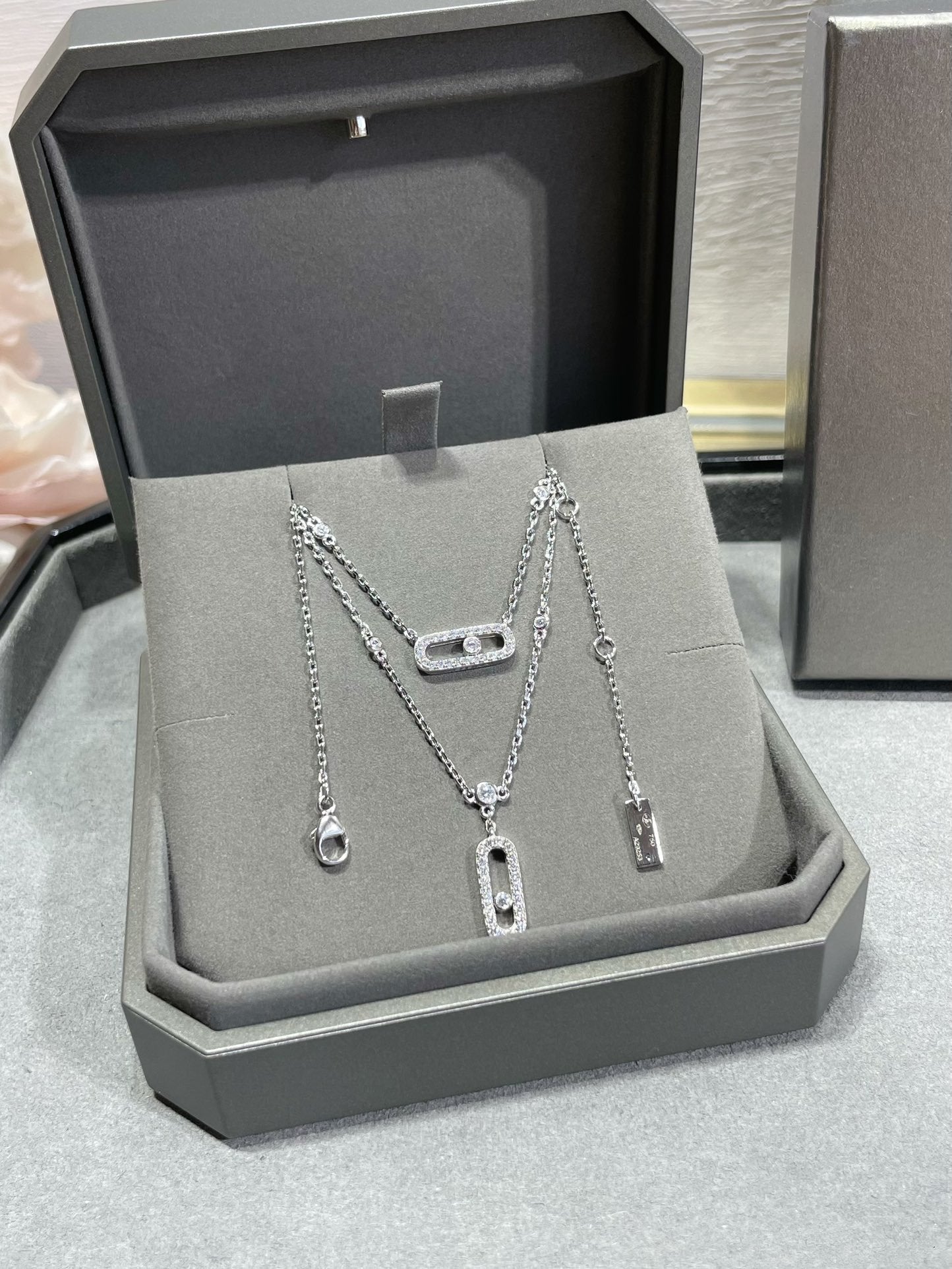 [LUXORA]MOVE 2 ROW DIAMOND NECKLACE