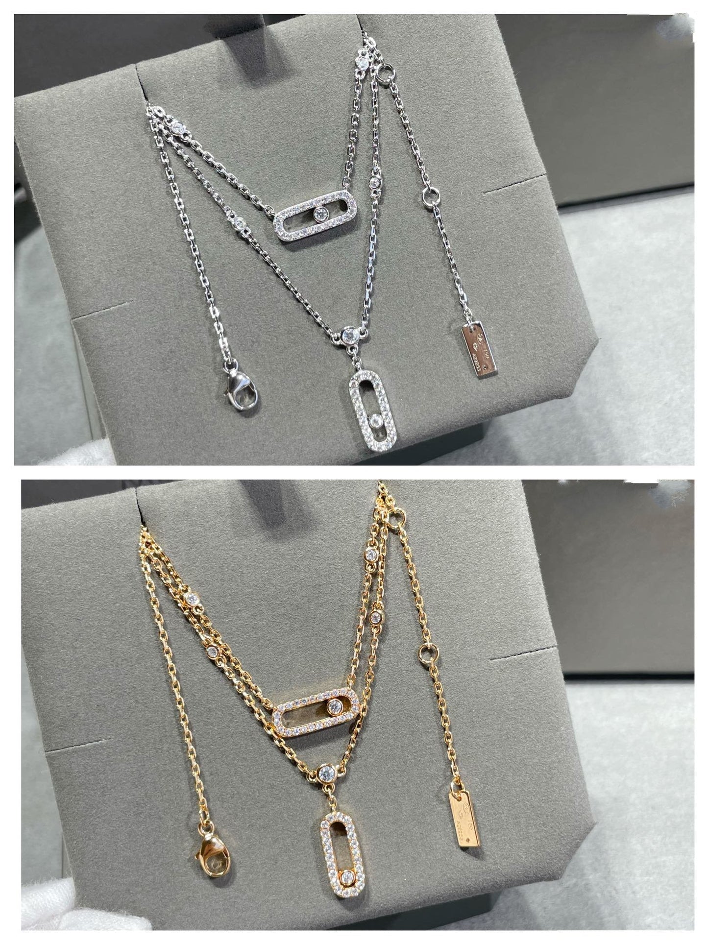 [LUXORA]MOVE 2 ROW DIAMOND NECKLACE