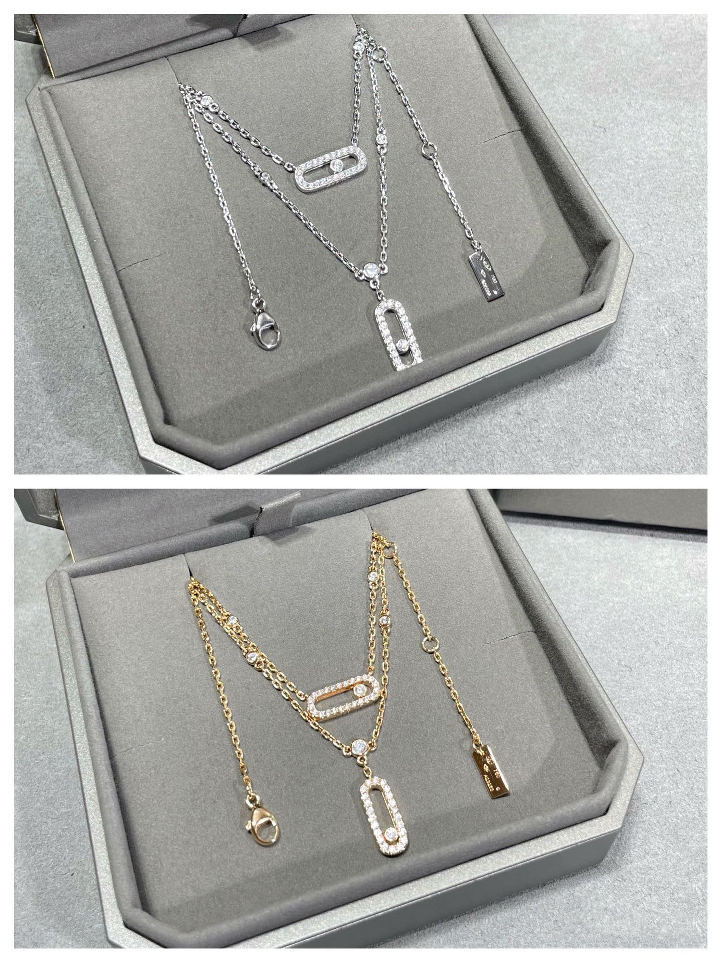 [LUXORA]MOVE 2 ROW DIAMOND NECKLACE