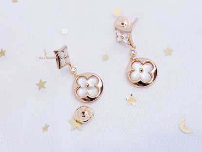 [LUXORA]STAR AND SUN PINK GOLD MOP DROP EARRINGS