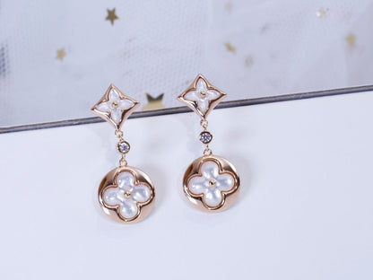 [LUXORA]STAR AND SUN PINK GOLD MOP DROP EARRINGS