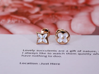[LUXORA]STAR AND SUN PINK GOLD MOP STUD EARRINGS