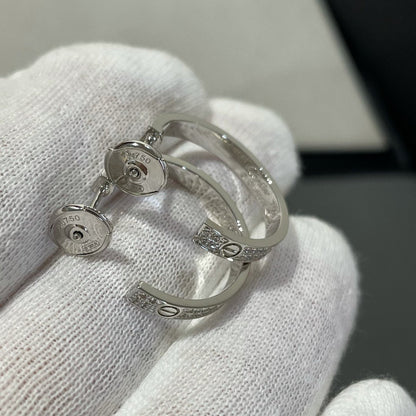 [LUXORA]LOVE DIAMOND SILVER HOOP EARRINGS