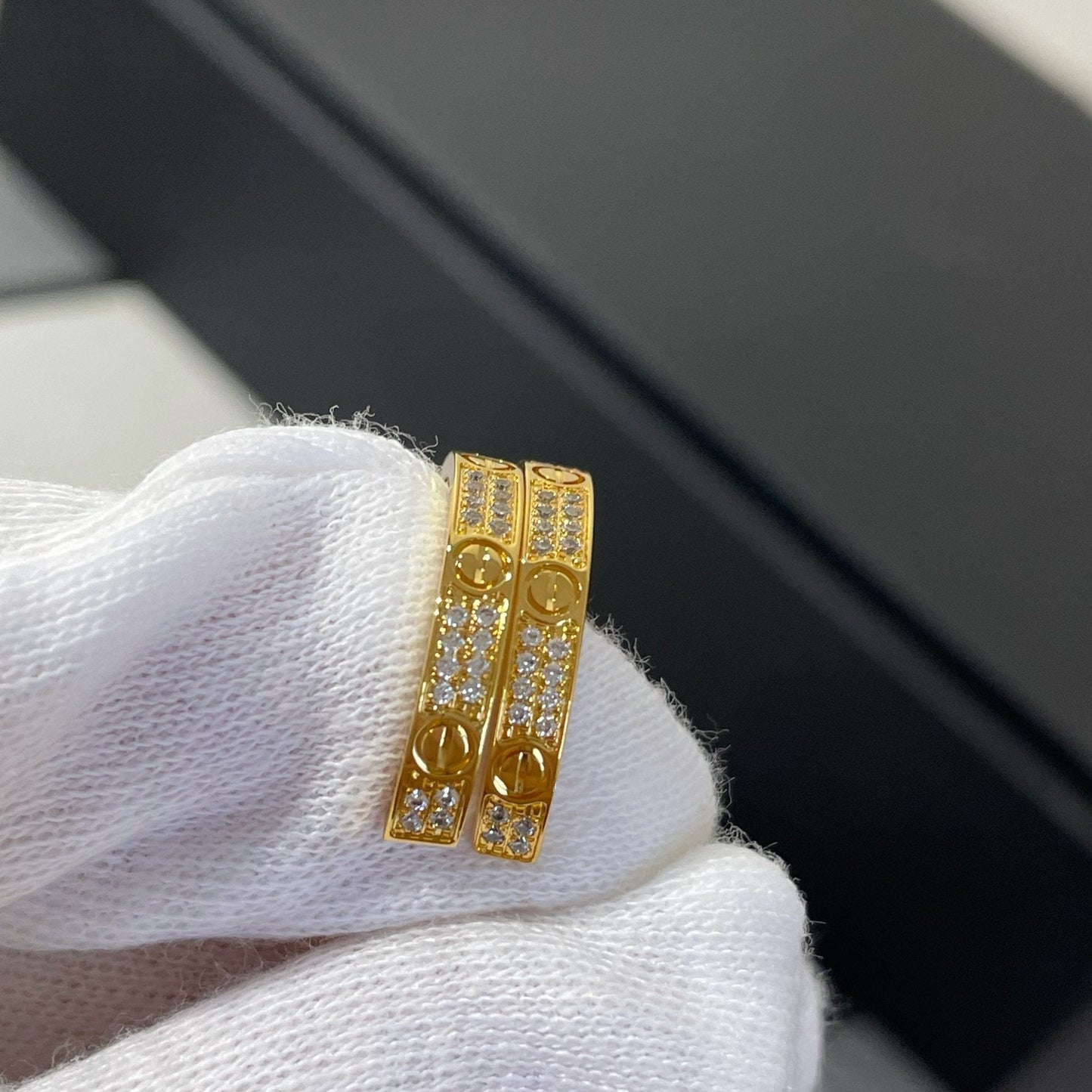 [LUXORA]LOVE DIAMOND GOLD HOOP EARRINGS