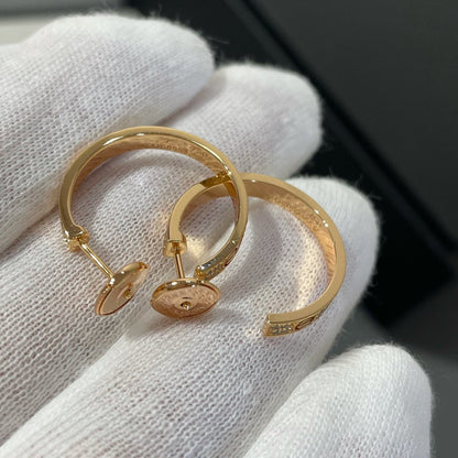 [LUXORA]LOVE DIAMOND PINK GOLD HOOP EARRINGS