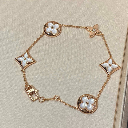 [LUXORA]STAR AND SUN 5 MOTIF MOP PINK GOLD BRACELET