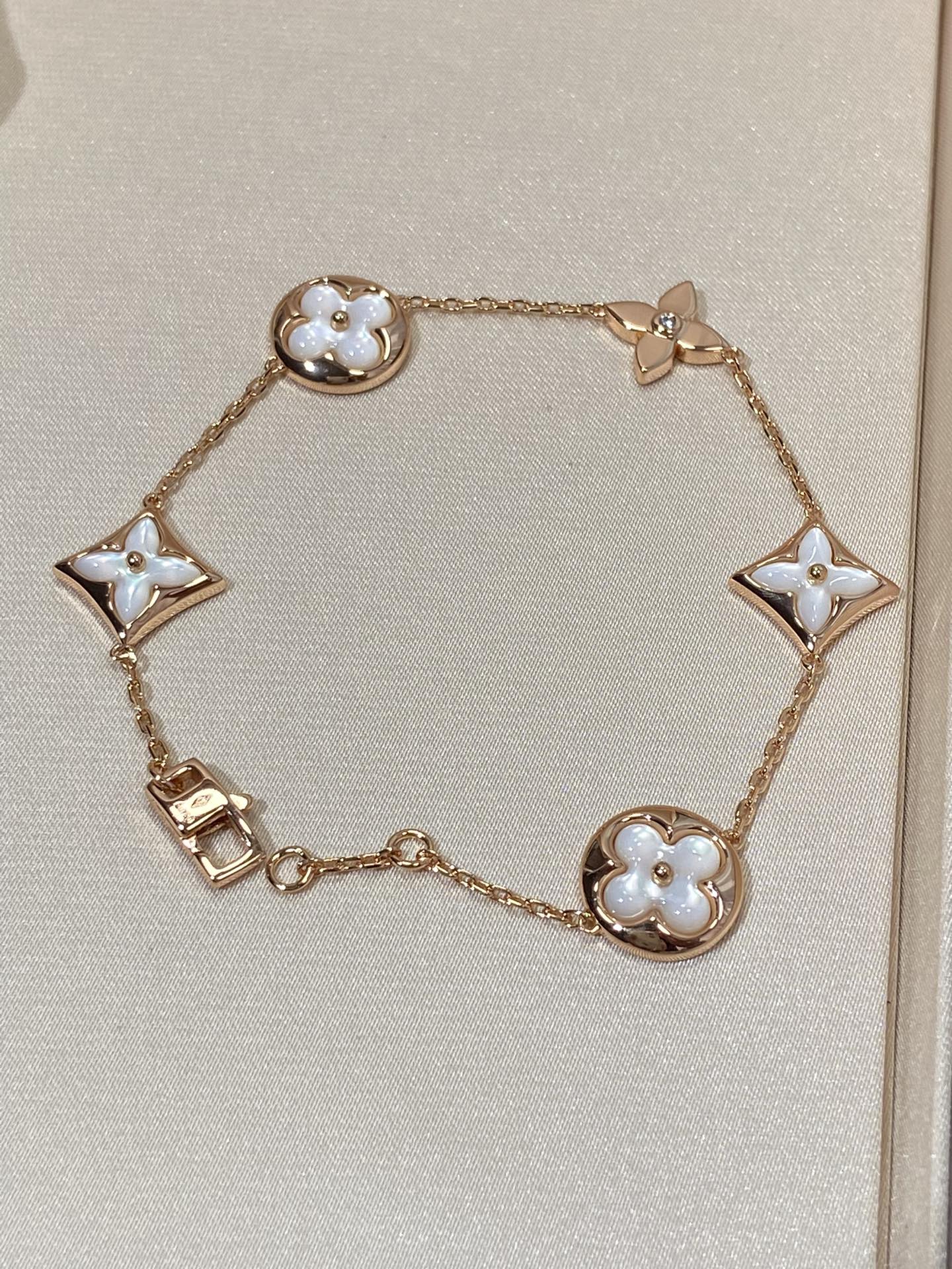 [LUXORA]STAR AND SUN 5 MOTIF MOP PINK GOLD BRACELET