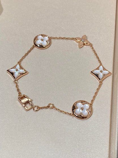 [LUXORA]STAR AND SUN 5 MOTIF MOP PINK GOLD BRACELET