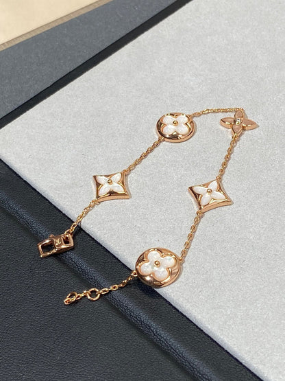 [LUXORA]STAR AND SUN 5 MOTIF MOP PINK GOLD BRACELET