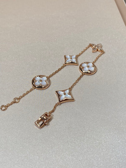 [LUXORA]STAR AND SUN 5 MOTIF MOP PINK GOLD BRACELET