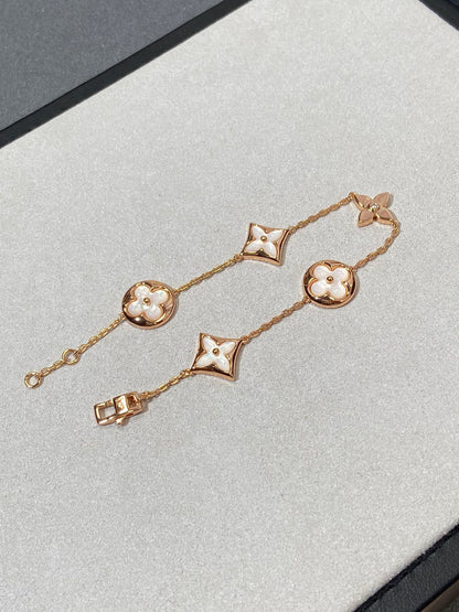 [LUXORA]STAR AND SUN 5 MOTIF MOP PINK GOLD BRACELET