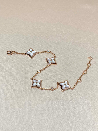 [LUXORA]STAR 4 MOTIF MOP DIAMOND PINK GOLD BRACELET