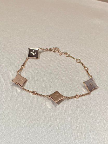 [LUXORA]STAR 4 MOTIF MOP DIAMOND PINK GOLD BRACELET