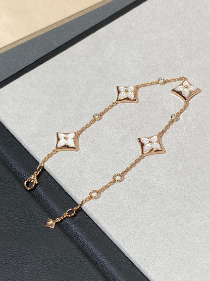 [LUXORA]STAR 4 MOTIF MOP DIAMOND PINK GOLD BRACELET