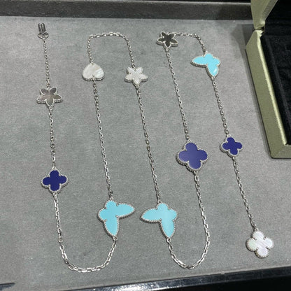 [LUXORA]LUCKY CLOVER SILVER 11 MOTIF NECKLACE