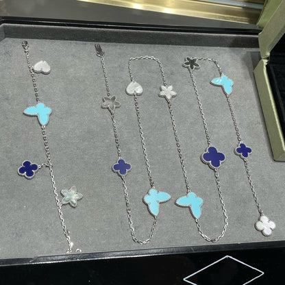 [LUXORA]LUCKY CLOVER SILVER 11 MOTIF NECKLACE