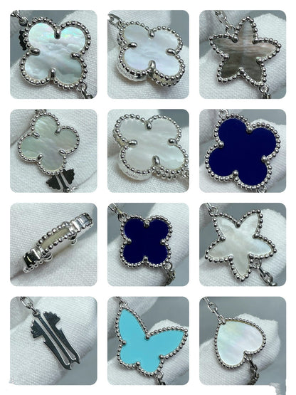 [LUXORA]LUCKY CLOVER SILVER 11 MOTIF NECKLACE