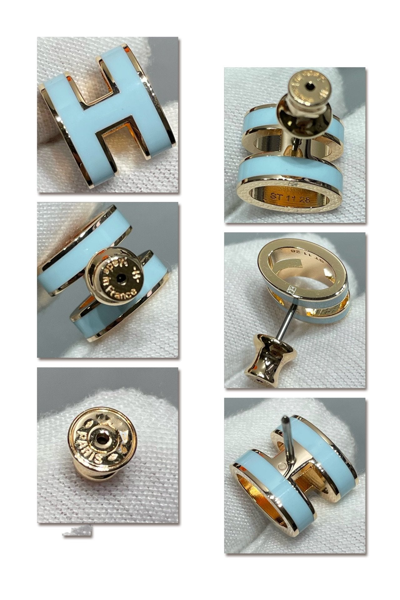 [LUXORA]POP H SKY BLUE STUD EARRINGS