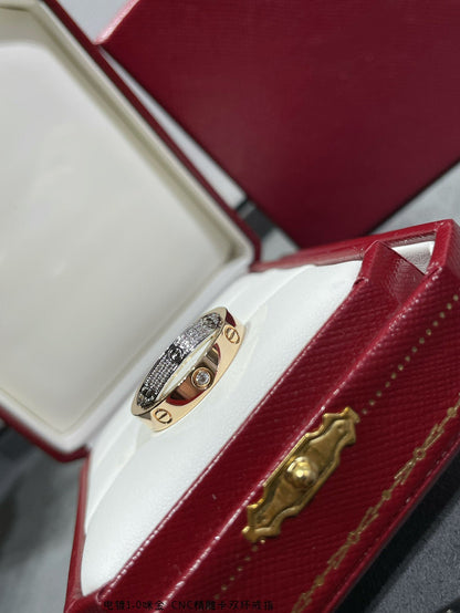 [LUXORA]LOVE PINK GOLD SILVER DIAMOND DOUBLE RING
