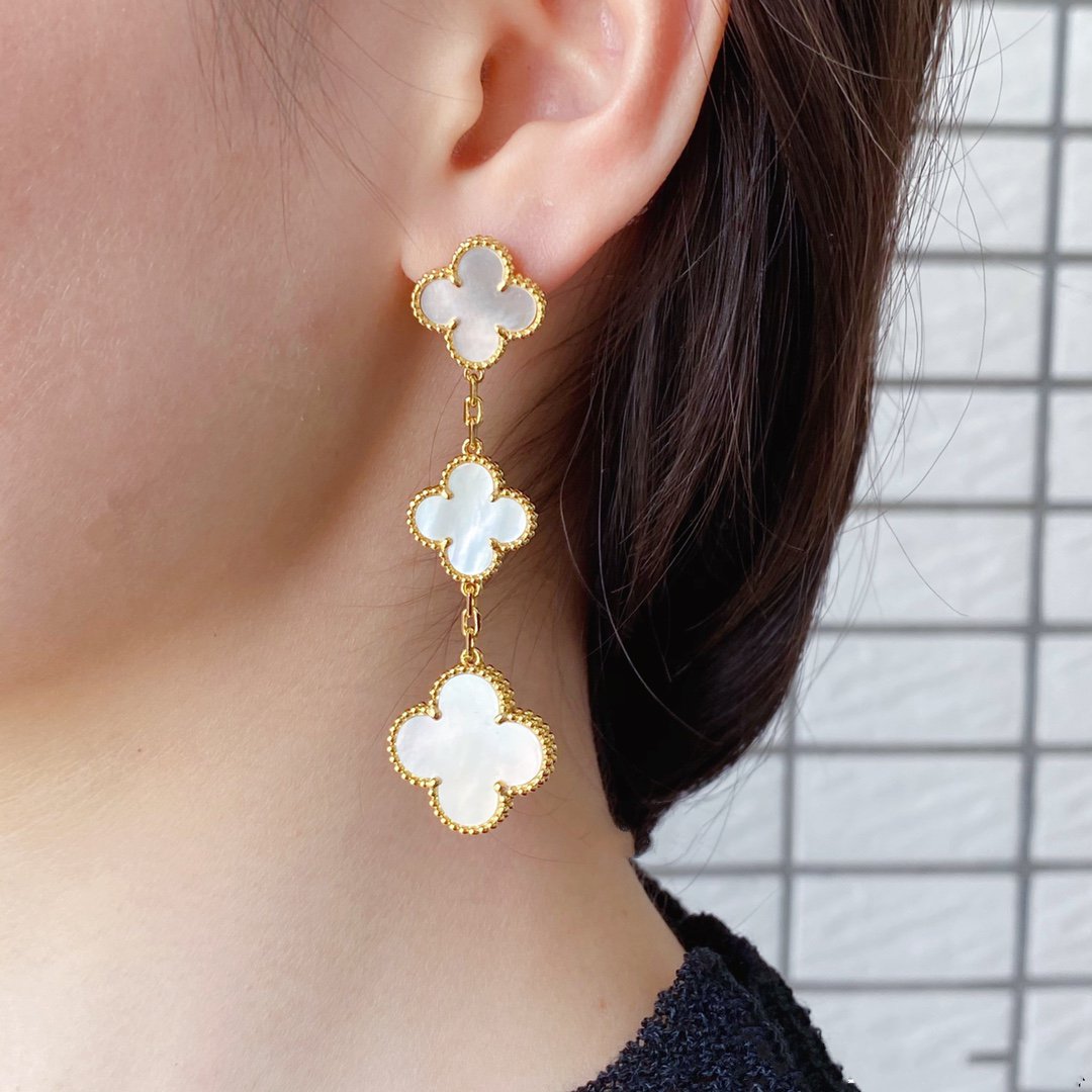 [LUXORA]CLOVER MOP 3 MOTIFS GOLD EARRINGS