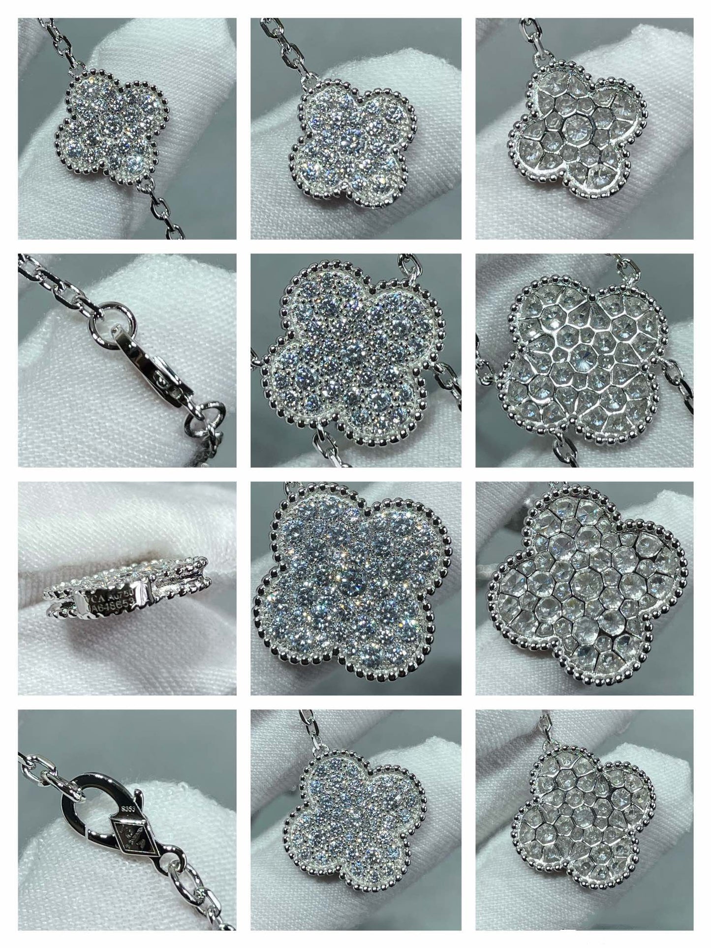 [LUXORA]CLOVER 6 MOTIF DIAMOND PAVED NECKLACE