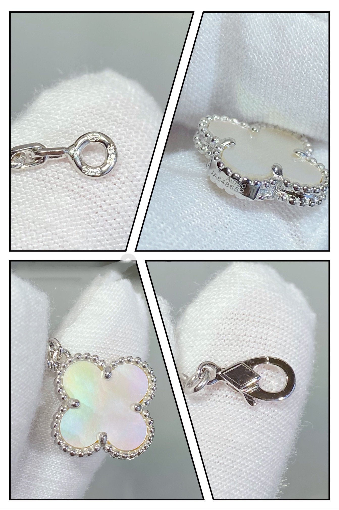 [LUXORA]CLOVER 5 MOTIF WHITE MOP SILVER BRACELET