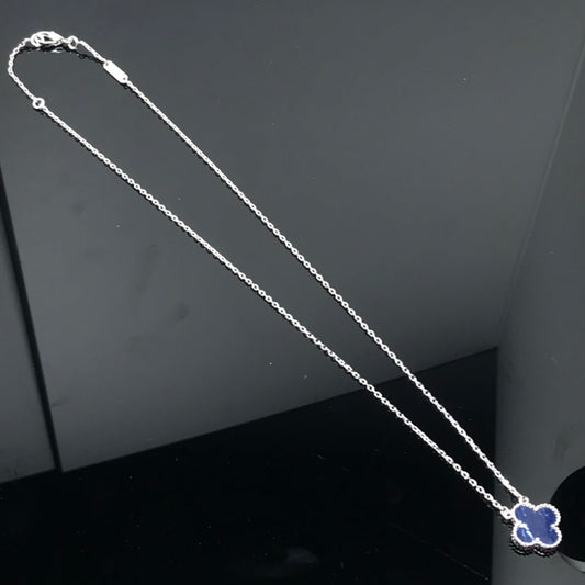 [LUXORA]CLOVER PIETERSITE SILVER LONG NECKLACE