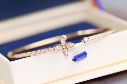 [LUXORA]IDYLLE PINK GOLD OPEN BRACELET DIAMOND PAVED