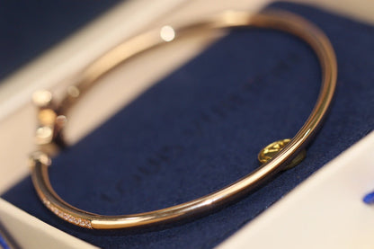 [LUXORA]IDYLLE PINK GOLD OPEN BRACELET DIAMOND PAVED