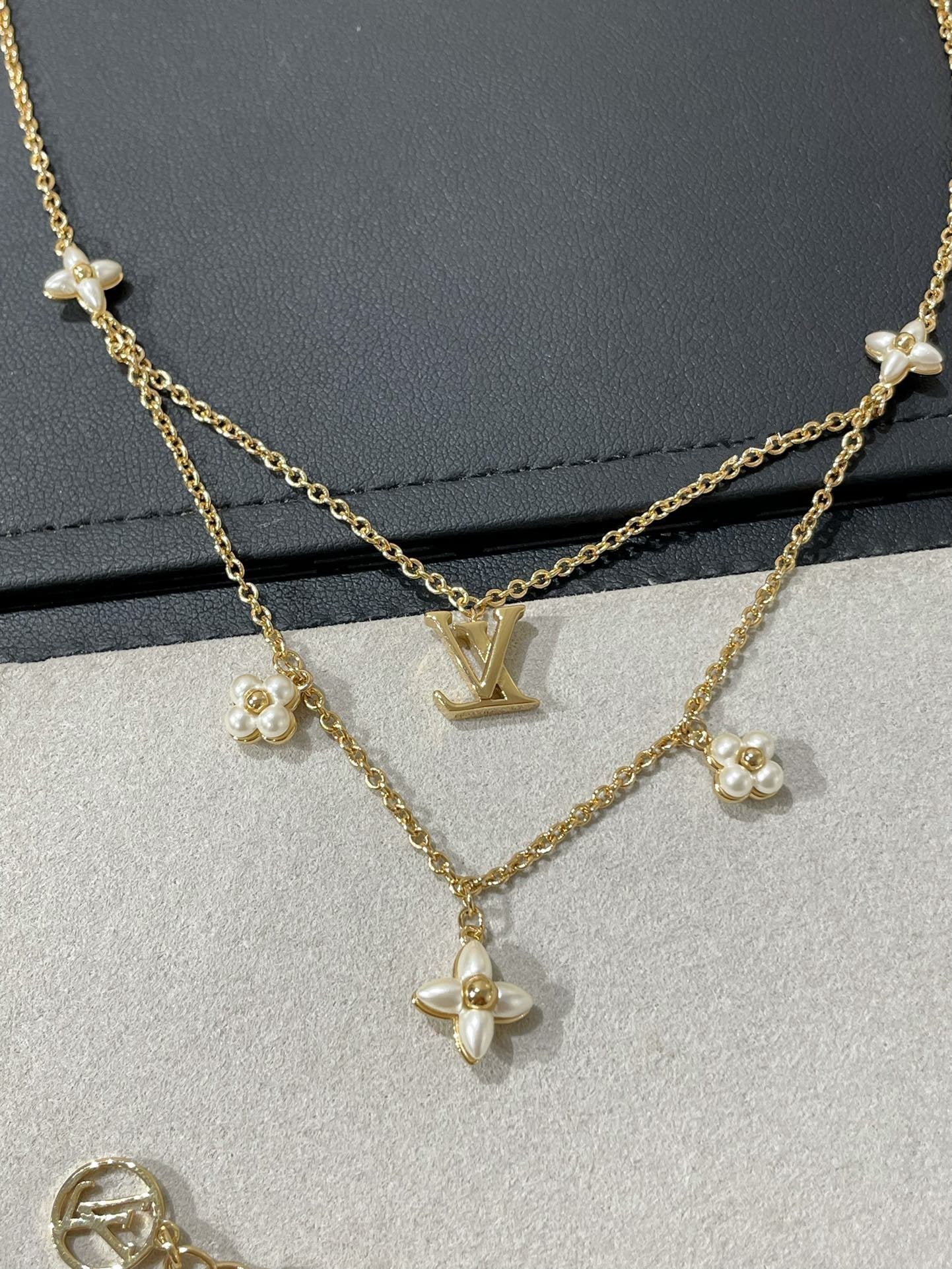 [LUXORA]FLOWERGRAM GOLD MOP DOUBLE ROW NECKLACE