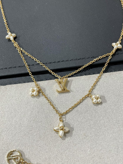 [LUXORA]FLOWERGRAM GOLD MOP DOUBLE ROW NECKLACE
