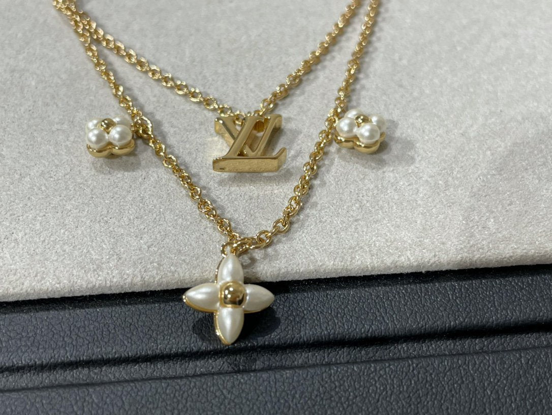 [LUXORA]FLOWERGRAM GOLD MOP DOUBLE ROW NECKLACE