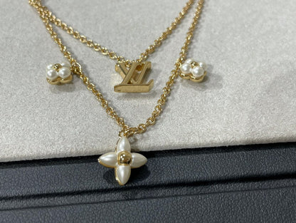 [LUXORA]FLOWERGRAM GOLD MOP DOUBLE ROW NECKLACE